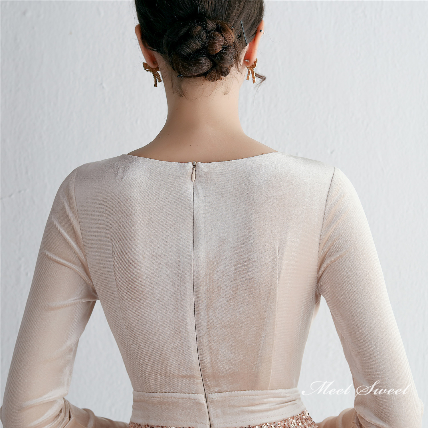 カラードレス ミニドレス 長袖 パーティードレス 結婚式 二次会 ワンピース ミディアムドレス 演奏会 フォーマルドレス 演出 発表会 スパンファスナー 