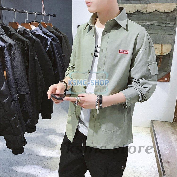 長袖シャツ メンズ おしゃれ シャツ カジュアルシャツ 無地 胸ポケット ワークシャツ ビジネスシャツ 秋服 