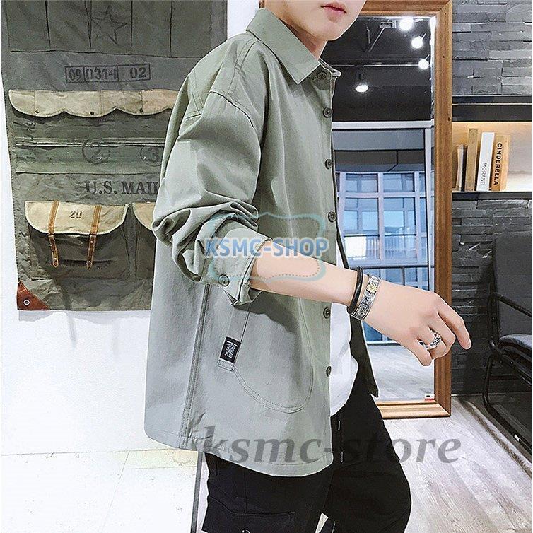 長袖シャツ メンズ おしゃれ シャツ カジュアルシャツ 無地 胸ポケット ワークシャツ ビジネスシャツ 秋服 