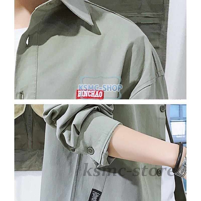 長袖シャツ メンズ おしゃれ シャツ カジュアルシャツ 無地 胸ポケット ワークシャツ ビジネスシャツ 秋服 