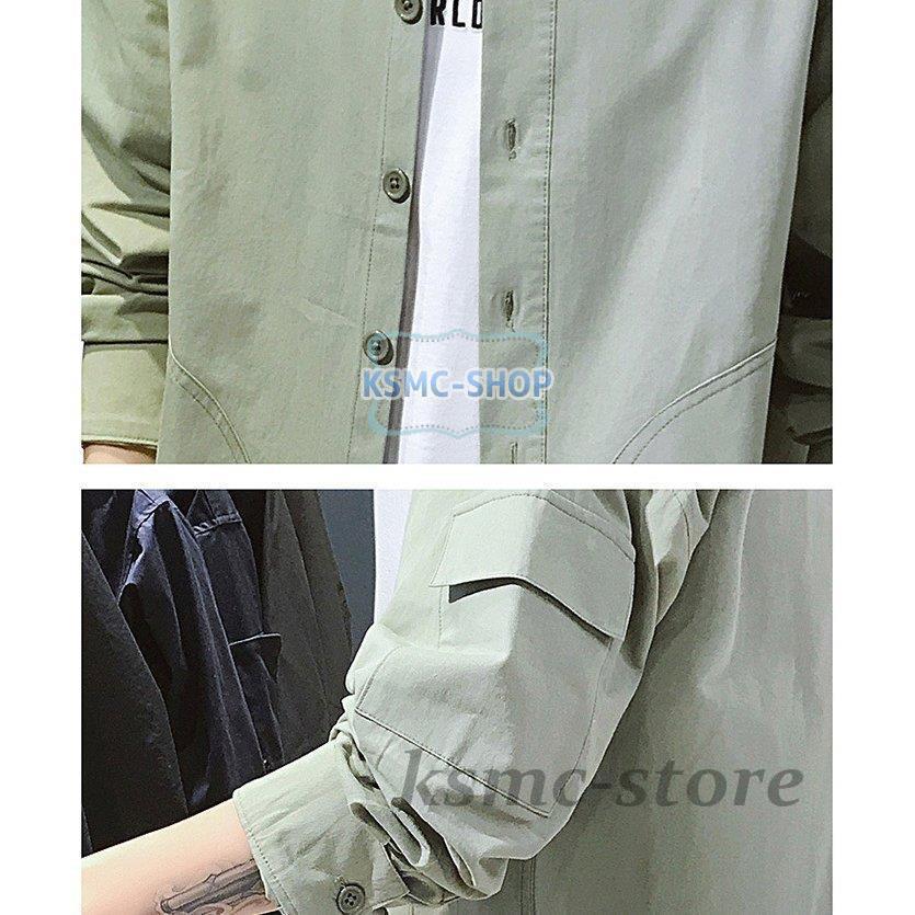 長袖シャツ メンズ おしゃれ シャツ カジュアルシャツ 無地 胸ポケット ワークシャツ ビジネスシャツ 秋服 