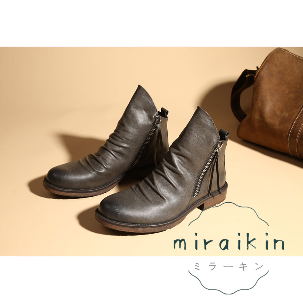 ワークブーツ ショートブーツ メンズ 紳士靴 エンジニア 仕事靴 ビジネス 革靴 おしゃれ 送料無料 チャッカブーツ かっこいい カジュアル サイドジッパー 