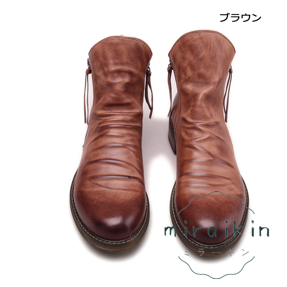 ワークブーツ ショートブーツ メンズ 紳士靴 エンジニア 仕事靴 ビジネス 革靴 おしゃれ 送料無料 チャッカブーツ かっこいい カジュアル サイドジッパー 