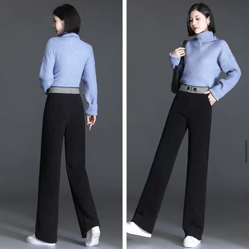お取り寄せ商品 ワイドパンツ レディース 裏起毛 2タイプ 3COLORS ポリハイウエスト コーデュロイ M-3XL 着 ウエストゴム せ ストレートパンツ 無地 
