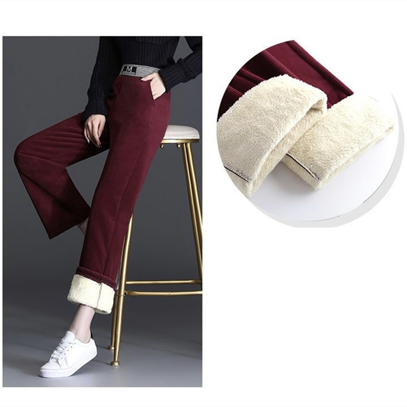 お取り寄せ商品 ワイドパンツ レディース 裏起毛 2タイプ 3COLORS ポリハイウエスト コーデュロイ M-3XL 着 ウエストゴム せ ストレートパンツ 無地 