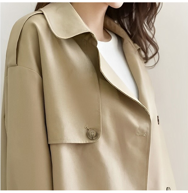 トレンチコート レディース ショート丈 ゆったり 薄手 長袖 エレおしゃれ アウター トレンド 体系カバー 