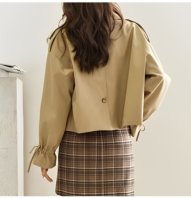 トレンチコート レディース ショート丈 ゆったり 薄手 長袖 エレおしゃれ アウター トレンド 体系カバー 