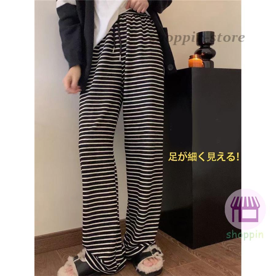 ワイドパンツ レディース ガウチョパンツ ストライプ チェック柄 接触冷感 ゆったり ウエストゴム 春夏 ルームウェア 薄手 イージーパンツ 