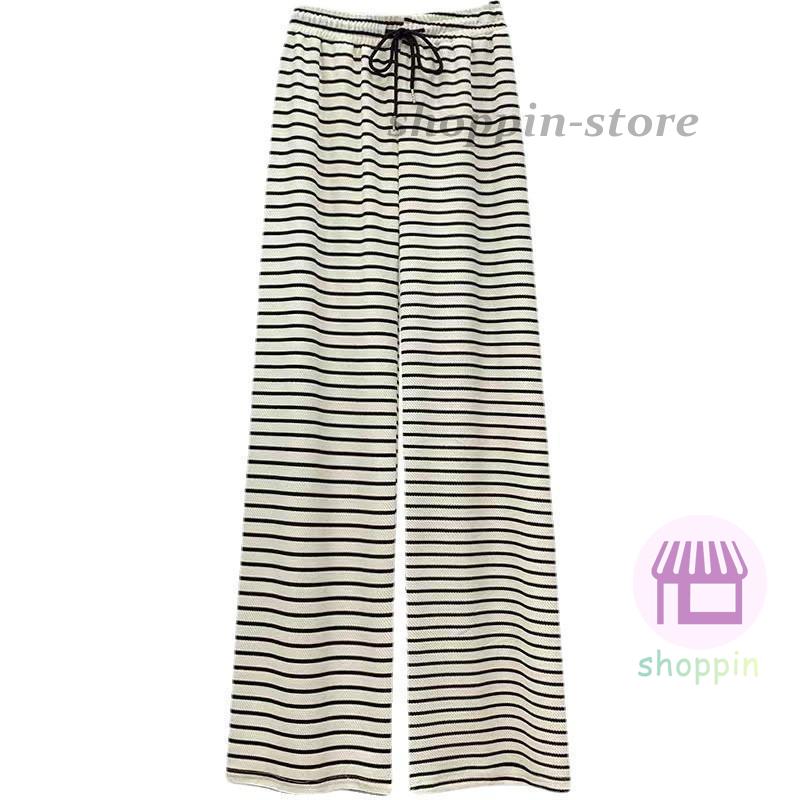 ワイドパンツ レディース ガウチョパンツ ストライプ チェック柄 接触冷感 ゆったり ウエストゴム 春夏 ルームウェア 薄手 イージーパンツ 