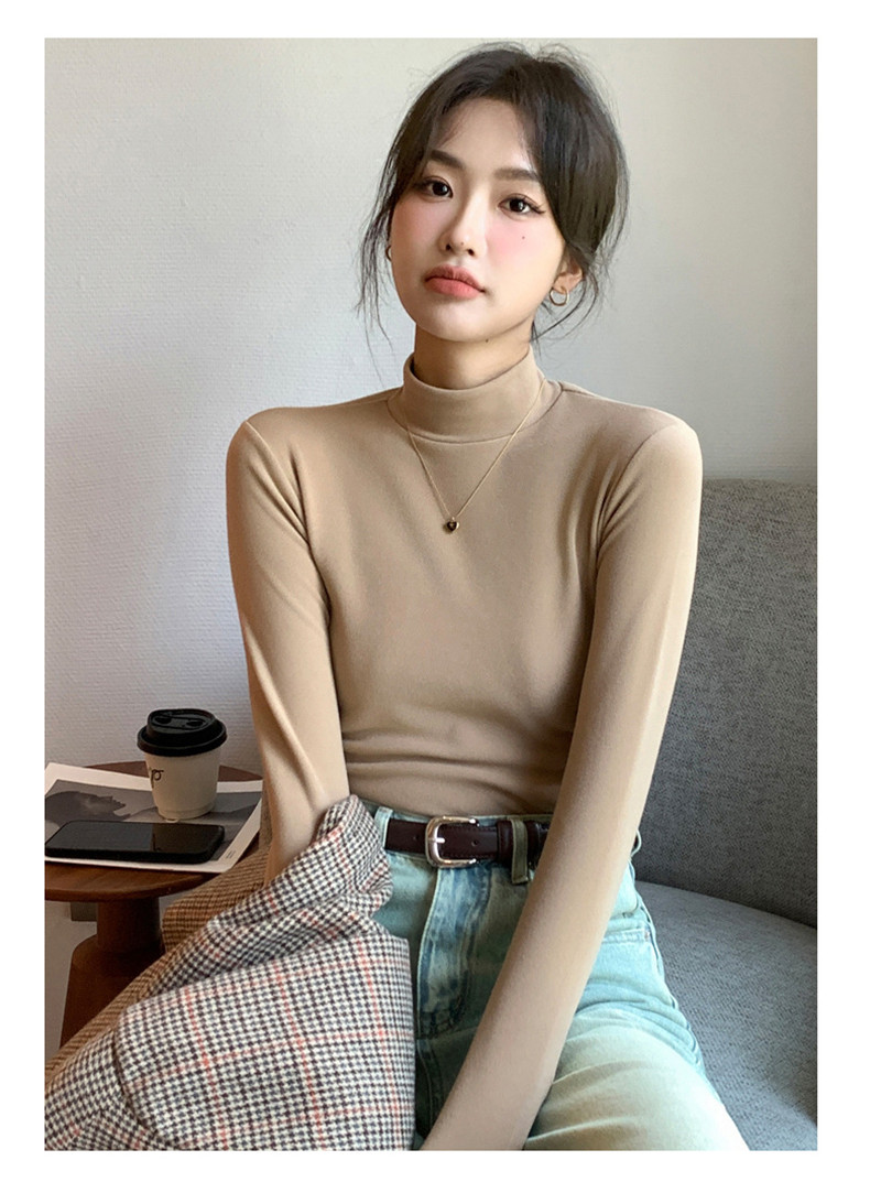 Tシャツ レディース 長袖 カットソー ハイネック トップス 通勤 細身 日常 オシャレ きれいめ 冬 女性用 普段着 秋 OL 無地 インナー 