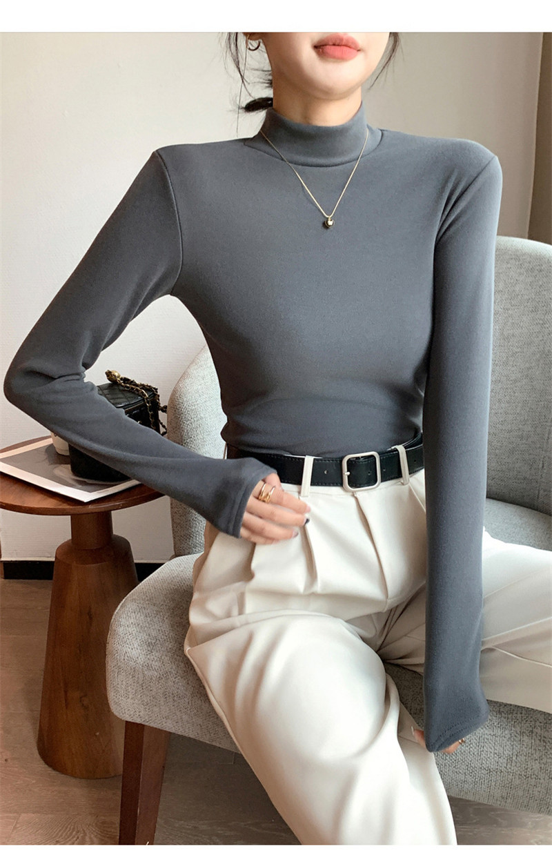 Tシャツ レディース 長袖 カットソー ハイネック トップス 通勤 細身 日常 オシャレ きれいめ 冬 女性用 普段着 秋 OL 無地 インナー 