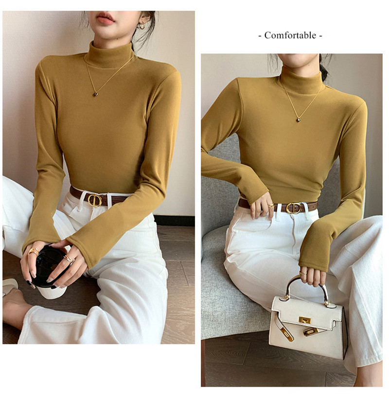 Tシャツ レディース 長袖 カットソー ハイネック トップス 通勤 細身 日常 オシャレ きれいめ 冬 女性用 普段着 秋 OL 無地 インナー 