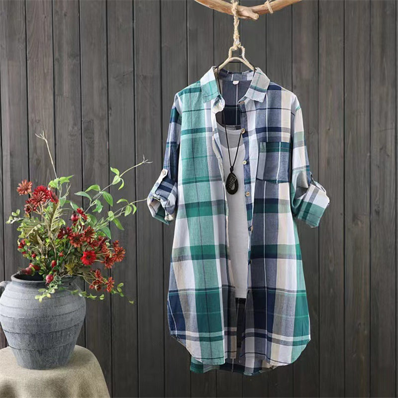 ブラウス レディース 長袖 春秋 長袖シャツ チェック柄 OL きれいめ 通勤 ロング おしゃれ シンプル 入学式 体型カバー ビジネス トップス 