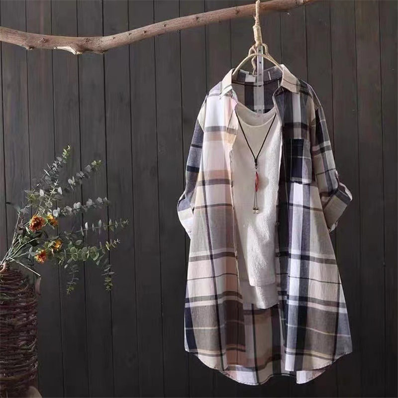 ブラウス レディース 長袖 春秋 長袖シャツ チェック柄 OL きれいめ 通勤 ロング おしゃれ シンプル 入学式 体型カバー ビジネス トップス 