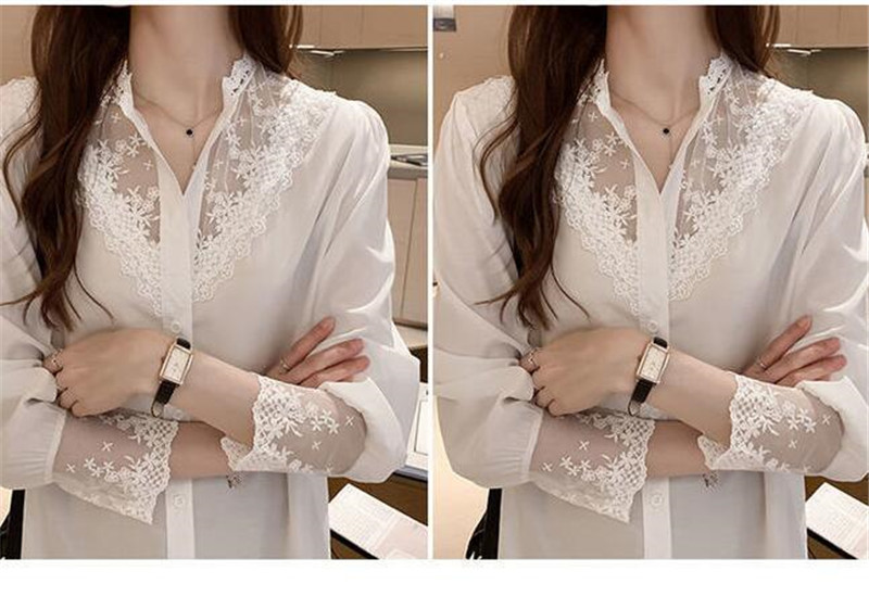 ブラウス レディース シャツ シャツブラウス 長袖 無地 おしゃれ レース トップス 長袖シャツ カジュアル 通勤通学 花柄 アウトドア ゆったり 