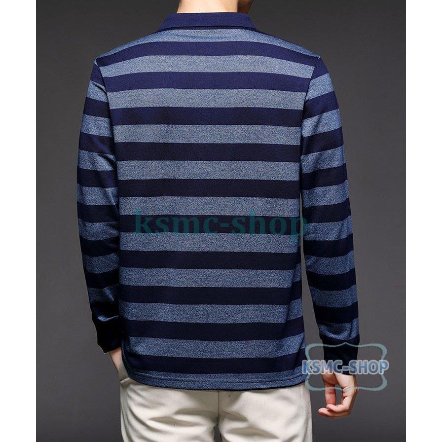 ポロシャツ メンズ トップス 大きいサイズ 長袖 ボーダー柄Tシャツ 春秋ゴルフシャツ スポーツ おしゃれ トレンド 紳士服 カジュアル ファッション ゴルフウェア