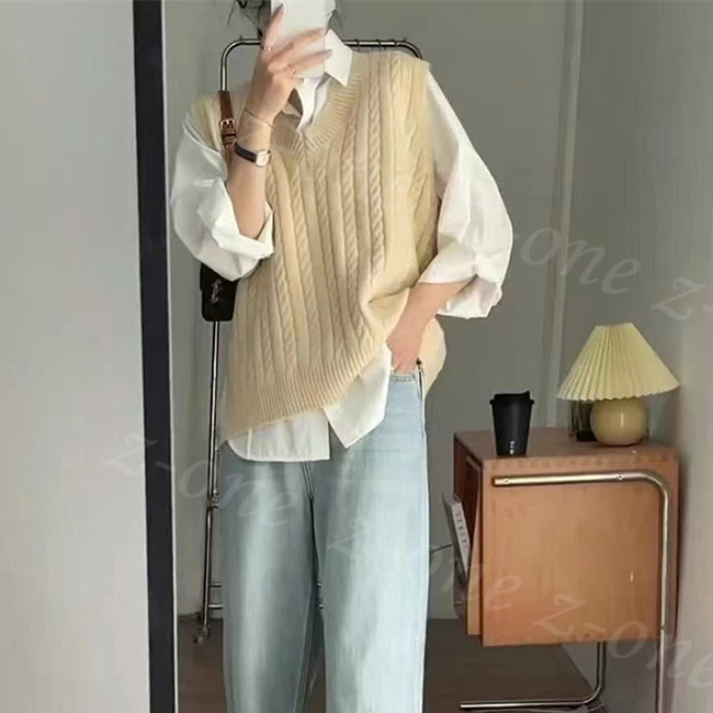 ベスト ニット プルオーバー レディース 新作 Vネック 秋冬 ゆったり 保温 体型カバー 春 通勤 大人 セーター 学生 アウター レイヤード 可愛い 柔らかい 通学 