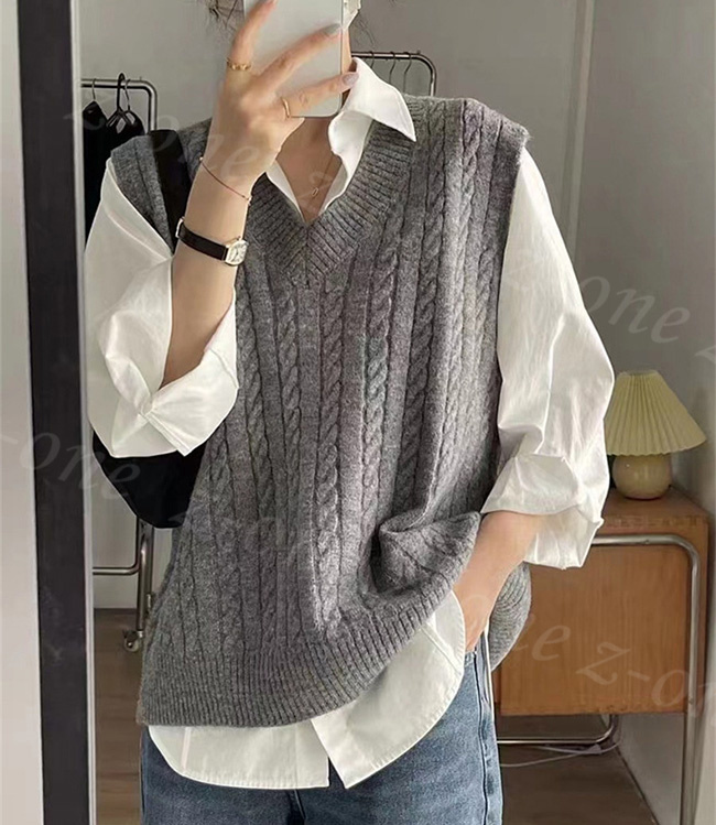 ベスト ニット プルオーバー レディース 新作 Vネック 秋冬 ゆったり 保温 体型カバー 春 通勤 大人 セーター 学生 アウター レイヤード 可愛い 柔らかい 通学 