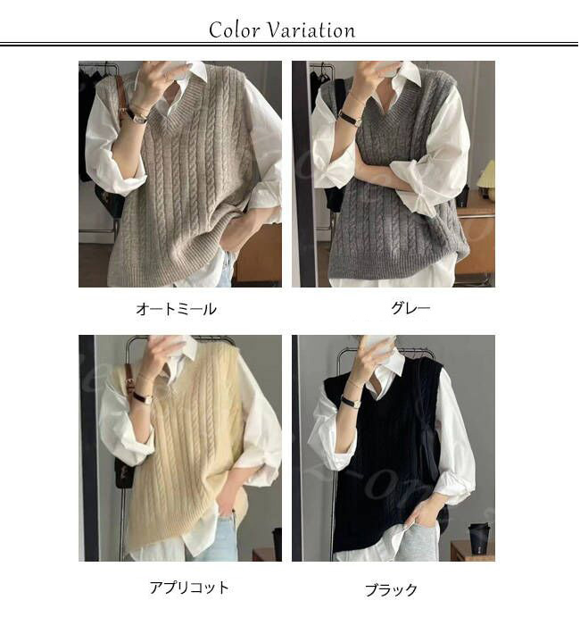 ベスト ニット プルオーバー レディース 新作 Vネック 秋冬 ゆったり 保温 体型カバー 春 通勤 大人 セーター 学生 アウター レイヤード 可愛い 柔らかい 通学 