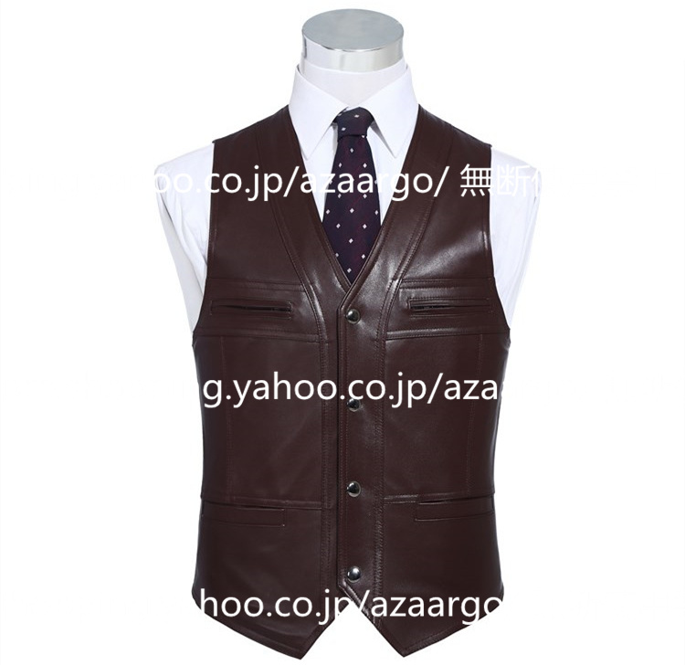 レザーベスト メンズ ラムレザー ベスト 。 羊革 バイク用ベスト カジュアル 大きいサイズ 通勤 フォーマル ジレベスト チョッキ 高級レザー 