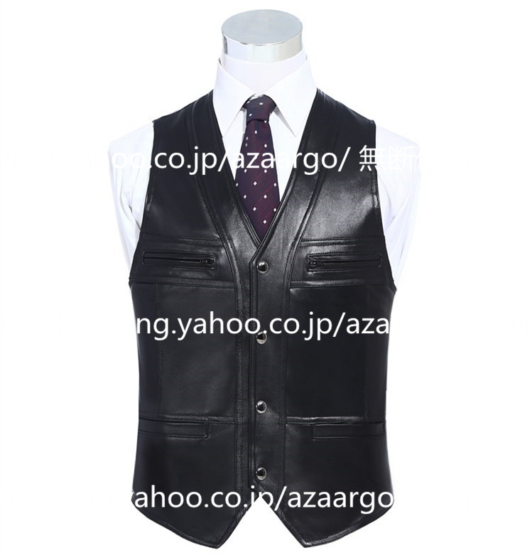 レザーベスト メンズ ラムレザー ベスト 。 羊革 バイク用ベスト カジュアル 大きいサイズ 通勤 フォーマル ジレベスト チョッキ 高級レザー 