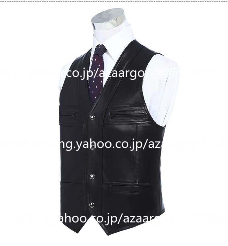 レザーベスト メンズ ラムレザー ベスト 。 羊革 バイク用ベスト カジュアル 大きいサイズ 通勤 フォーマル ジレベスト チョッキ 高級レザー 