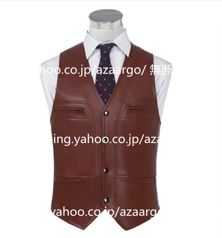 レザーベスト メンズ ラムレザー ベスト 。 羊革 バイク用ベスト カジュアル 大きいサイズ 通勤 フォーマル ジレベスト チョッキ 高級レザー 