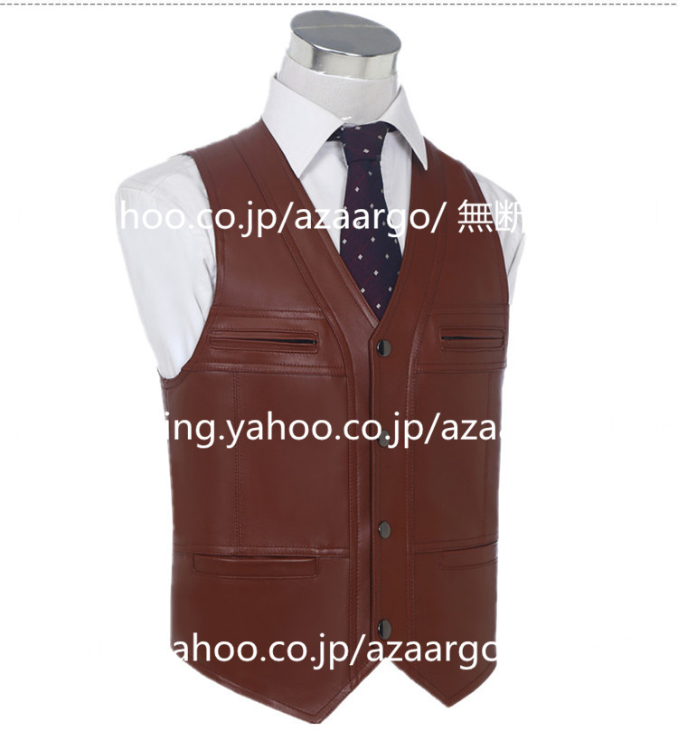 レザーベスト メンズ ラムレザー ベスト 。 羊革 バイク用ベスト カジュアル 大きいサイズ 通勤 フォーマル ジレベスト チョッキ 高級レザー 