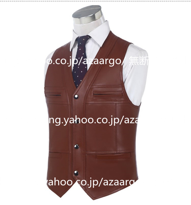 レザーベスト メンズ ラムレザー ベスト 。 羊革 バイク用ベスト カジュアル 大きいサイズ 通勤 フォーマル ジレベスト チョッキ 高級レザー 