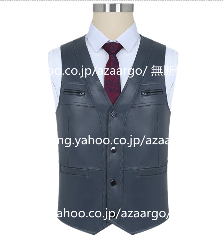 レザーベスト メンズ ラムレザー ベスト 。 羊革 バイク用ベスト カジュアル 大きいサイズ 通勤 フォーマル ジレベスト チョッキ 高級レザー 