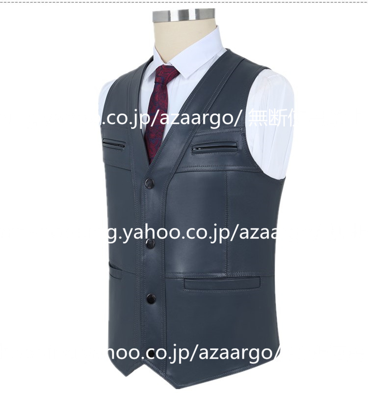 レザーベスト メンズ ラムレザー ベスト 。 羊革 バイク用ベスト カジュアル 大きいサイズ 通勤 フォーマル ジレベスト チョッキ 高級レザー 