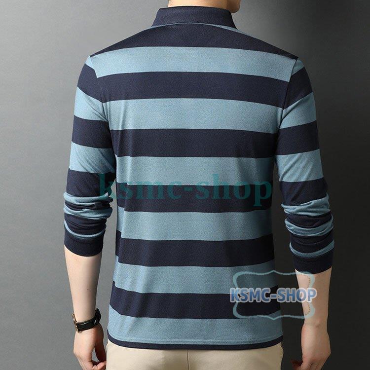 ポロシャツ メンズ トップス 大きいサイズ 長袖 ボーダー柄 おしゃれ トレンド 紳士服 カジュアル 春秋 スポーツ ゴルフ シャツ ゴルフウェア 3色 Tシャツ 