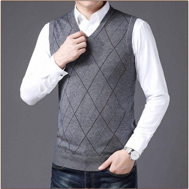 ニットベスト メンズ ジレ プルオーバー 春秋冬 チョッキ 室内着 Vネック 防寒 保温 ビジネス トップス インナー 重ね着 仕事 ゴルフ 暖かい 