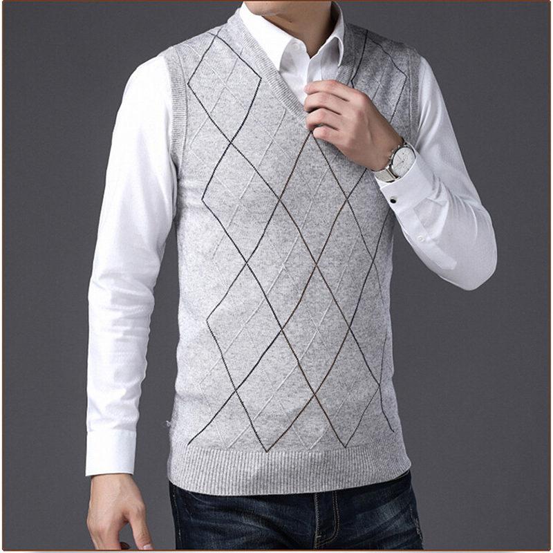 ニットベスト メンズ ジレ プルオーバー 春秋冬 チョッキ 室内着 Vネック 防寒 保温 ビジネス トップス インナー 重ね着 仕事 ゴルフ 暖かい 