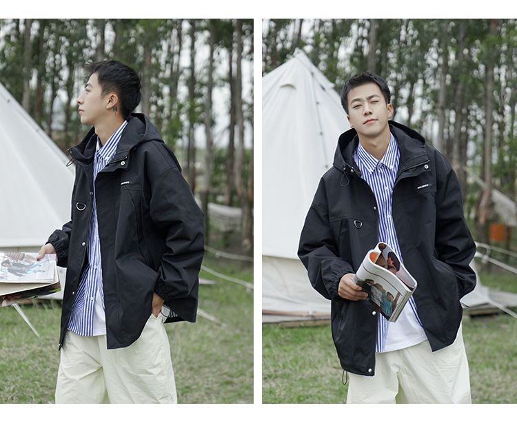 マウンテンメンズ 登山 フード付き ジャケット アウトドア キャンプ 防水 ウインドブレーカー 撥水 防寒 防風 カジュアル ブルゾン 春秋 
