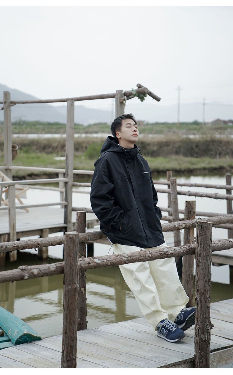 マウンテンメンズ 登山 フード付き ジャケット アウトドア キャンプ 防水 ウインドブレーカー 撥水 防寒 防風 カジュアル ブルゾン 春秋 