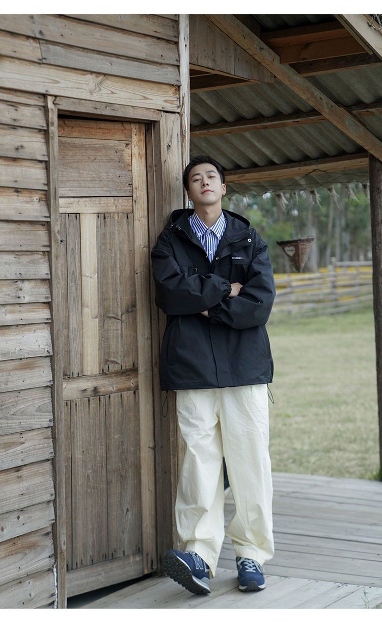 マウンテンメンズ 登山 フード付き ジャケット アウトドア キャンプ 防水 ウインドブレーカー 撥水 防寒 防風 カジュアル ブルゾン 春秋 