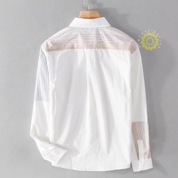 カジュアルシャツ メンズ シャツ トップス 長袖シャツ ストライプ きれいめ 切り替え 