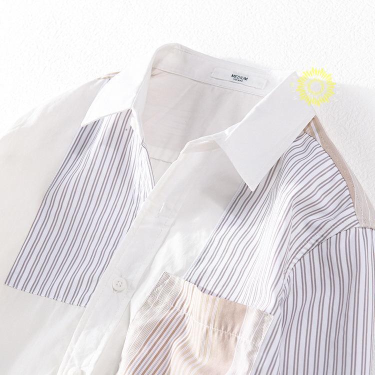 カジュアルシャツ メンズ シャツ トップス 長袖シャツ ストライプ きれいめ 切り替え 