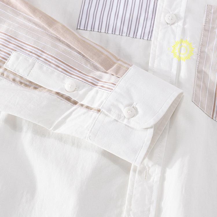 カジュアルシャツ メンズ シャツ トップス 長袖シャツ ストライプ きれいめ 切り替え 