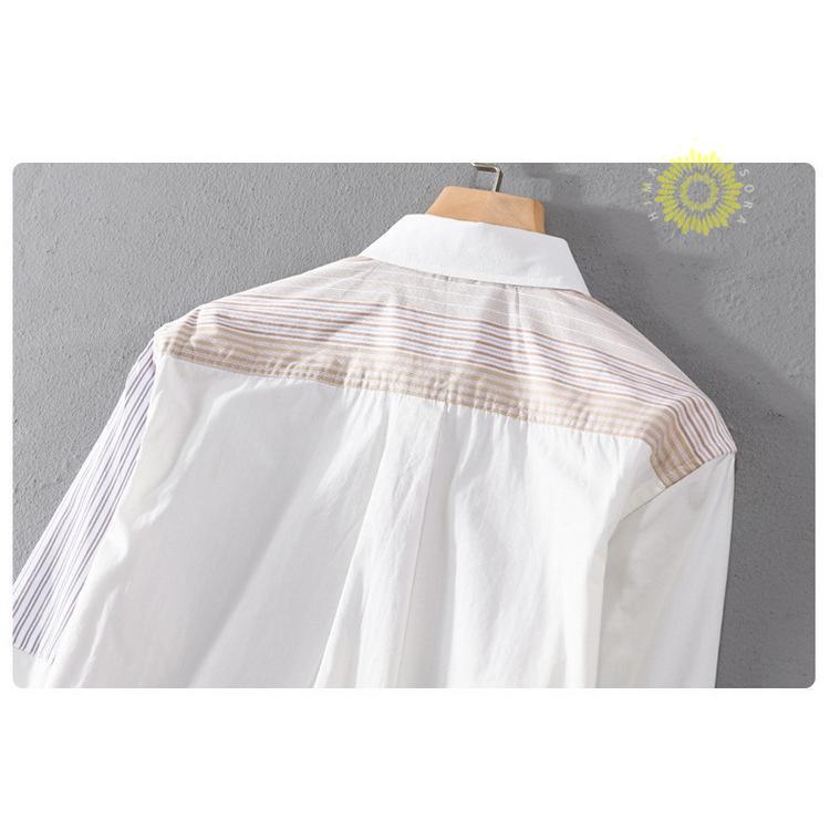 カジュアルシャツ メンズ シャツ トップス 長袖シャツ ストライプ きれいめ 切り替え 