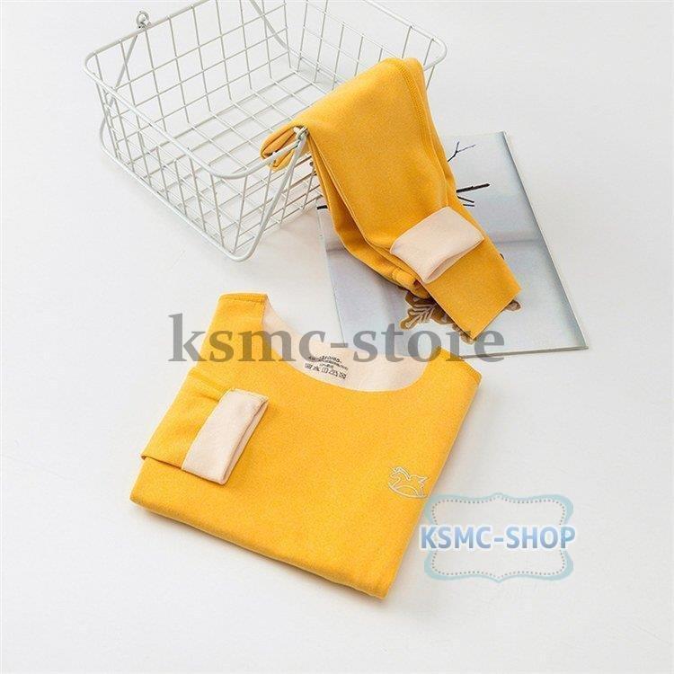 キッズ 保温下着 子供パジャマ 女の子男の子 両面ダウン 肌着 裏起毛 自発熱 秋冬 防寒 ドイツ産綿毛 寝巻きインナーウェア 長袖ルームウェア部屋着セットアップ