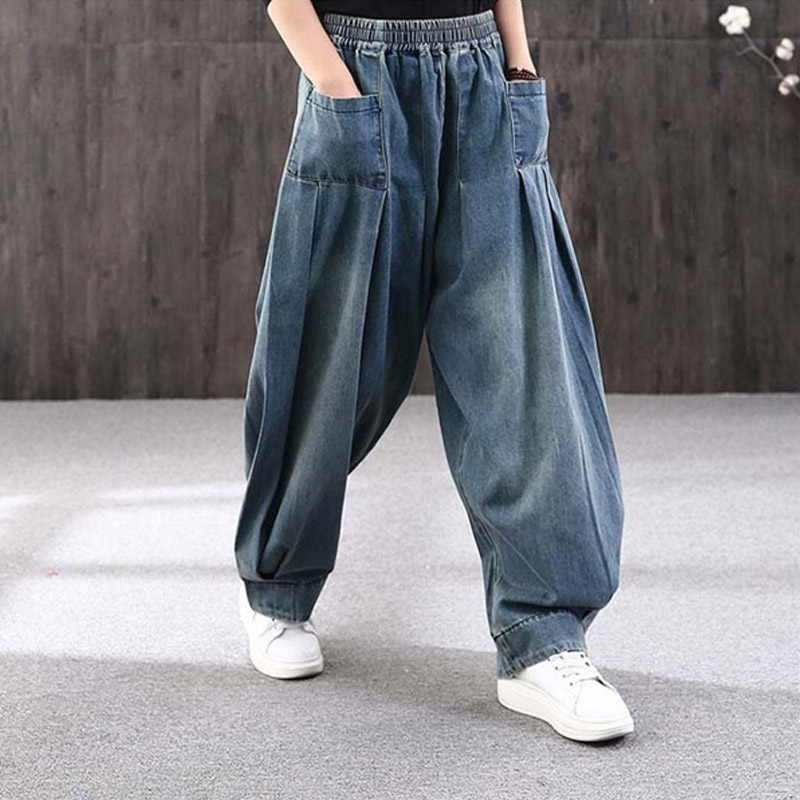 サルエルパンツ レディース デニムパンツ デニム サーカスパンツ ウエストゴム 着痩せ お洒落 ガウチョ アンクル丈 ゆったり Ｇパン ワイドパンツ カジュアル 