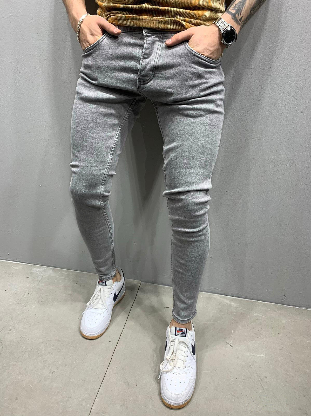 スキニーパンツ メンズ ジーンズ 作業ズボン デニム ユーズド加工 ストレッチパンツ ウォッシュ加工 ズボン テーパードパンツ デニムパンツ ジーパン 