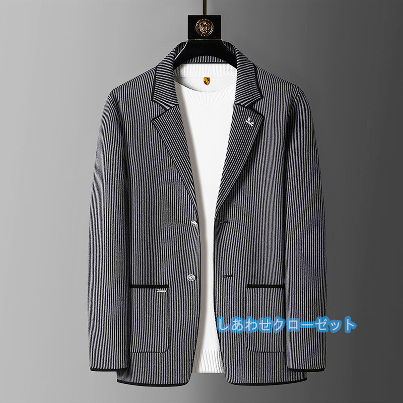 テーラードジャケット メンズ おしゃれ ブレザージャケット カジュアルスーツ ボーダー柄 通勤 紳士用 ビジネススーツ 春秋冬 フォマールスーツ アウター 