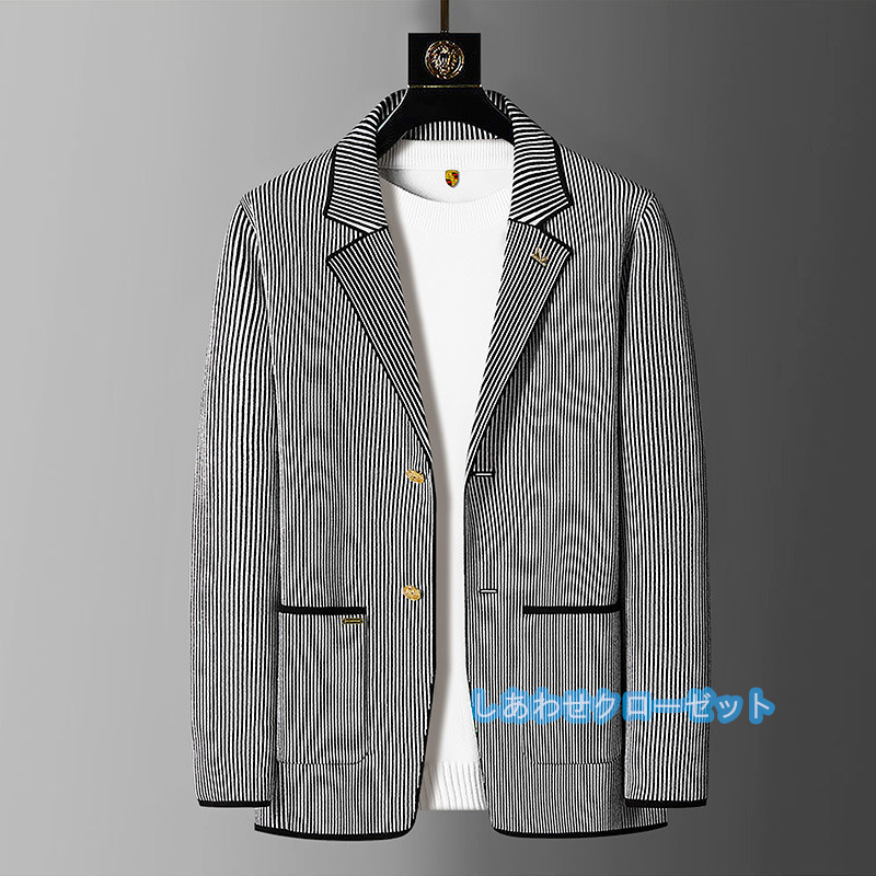 テーラードジャケット メンズ おしゃれ ブレザージャケット カジュアルスーツ ボーダー柄 通勤 紳士用 ビジネススーツ 春秋冬 フォマールスーツ アウター 