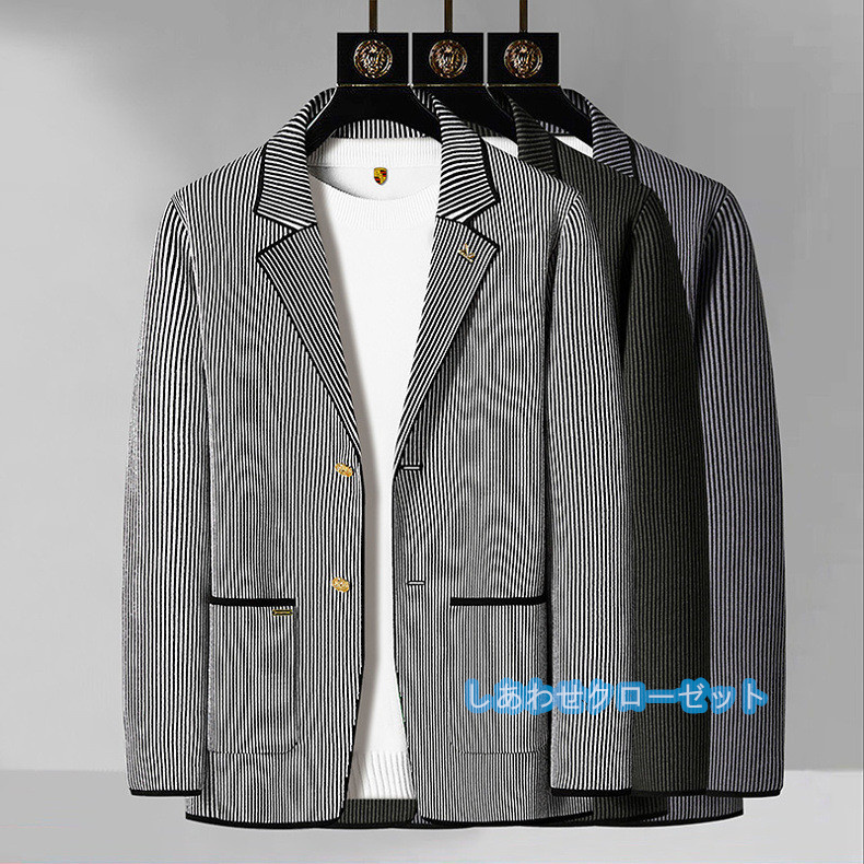 テーラードジャケット メンズ おしゃれ ブレザージャケット カジュアルスーツ ボーダー柄 通勤 紳士用 ビジネススーツ 春秋冬 フォマールスーツ アウター 