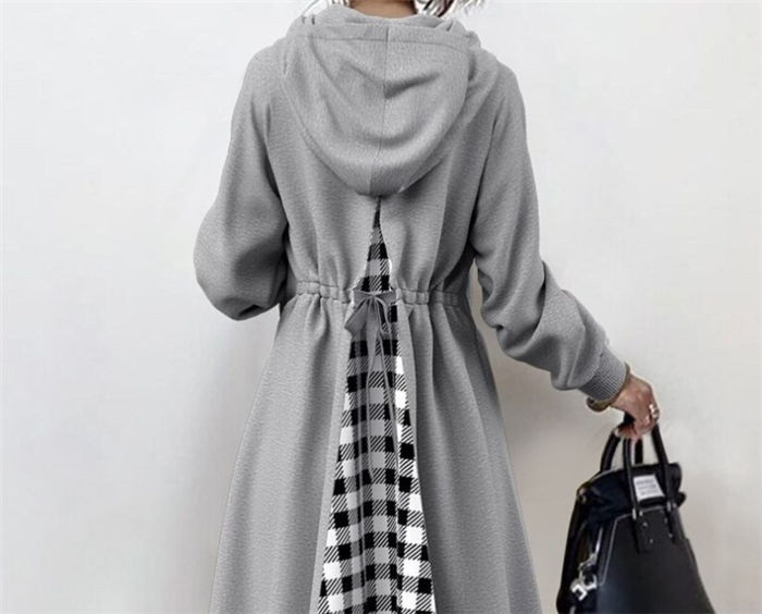 ワンピース ロングワンピ レディース パーカーワンピース 長袖 マキシワンピ 切り替え ゆったり 着痩せ フード付き 体型カバー カジュアル 