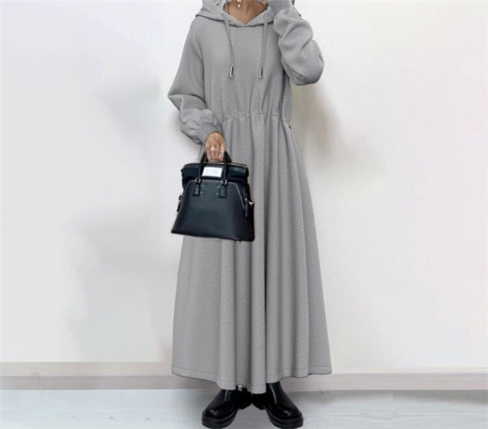ワンピース ロングワンピ レディース パーカーワンピース 長袖 マキシワンピ 切り替え ゆったり 着痩せ フード付き 体型カバー カジュアル 