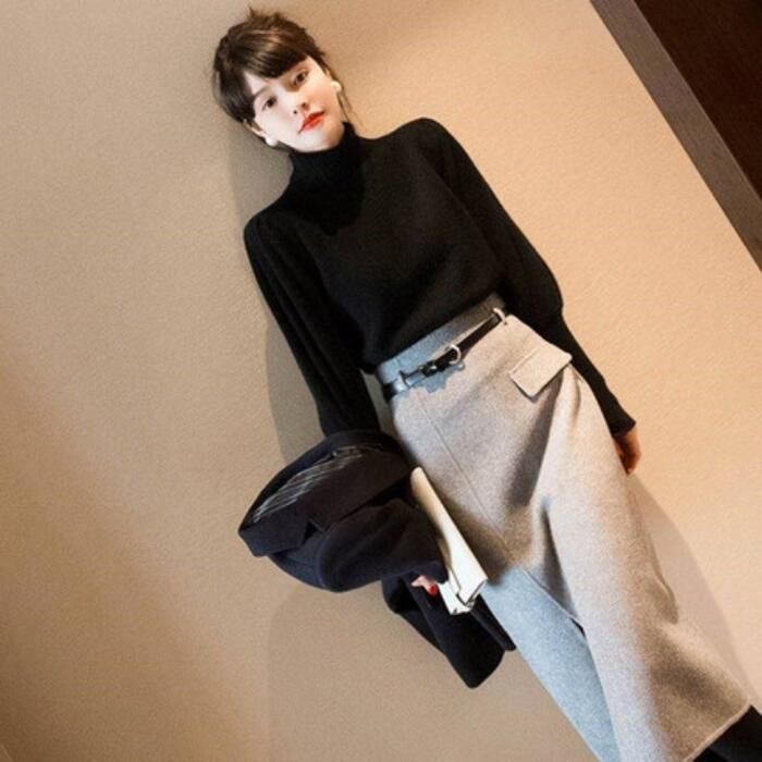 パフスリーブ トップス ニット セーター タートルネック レディース ランタンスリーブ 大人 フェミニン エレきれいめ 長袖 カジュアル おしゃれ 可愛い 